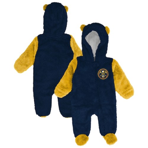 Infant & Newborn Denver Nuggets Outerstuff Navy Stay Napping Fleece Bunting Full-Zip Hoodie Sleeper