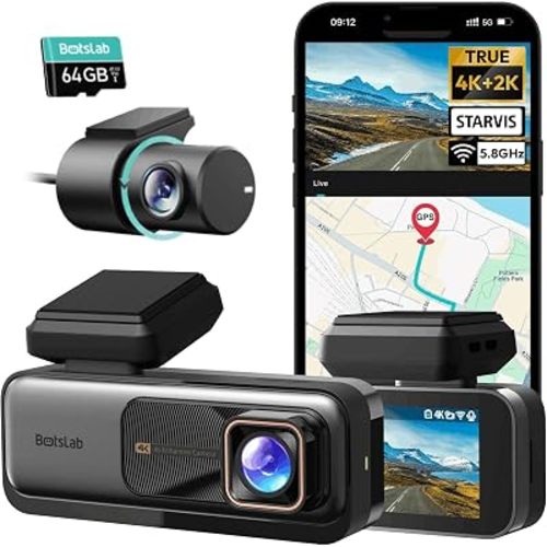 BOTSLAB G980H 4K STARVIS Dash Cam Front and Rear, 64GB Card[2026 Upgraded]