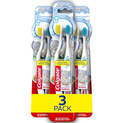 Colgate My First Baby and Toddler Toothbrush, Extra Soft Infant Training Toothbrush, Ages 0-2, 6 Count