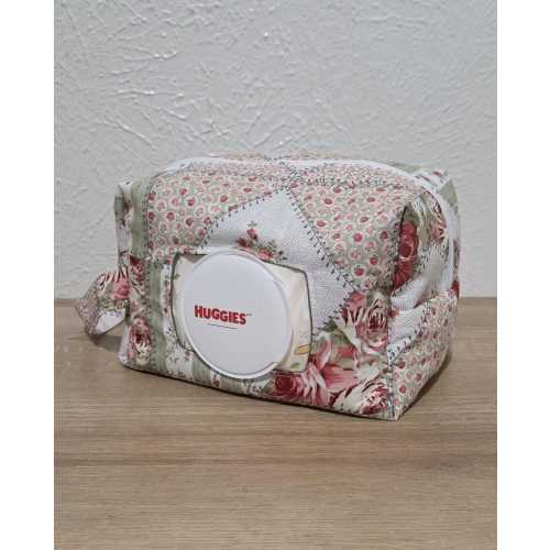Rose Patchwork Diaper and Wipe Pouch | Quick On The Go Diaper Bag | Diaper Pouch | Diaper Bag | Baby Shower Gift | Handmade | Dipes Wipes