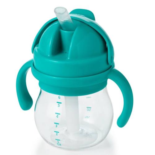 OXO Tot 6 Ounce Transitions Straw Cup with Removable Handles - Teal