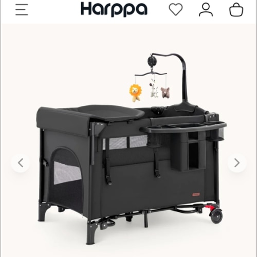 Harppa Saimia 5-in-1 Pack n Play Bassinet & Playard, Portable Crib with Changing Table & Wheels