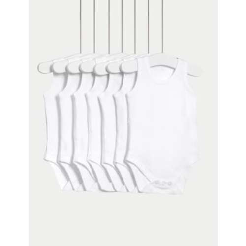 7pk Pure Cotton Sleeveless Bodysuits (5lbs-3 Yrs)