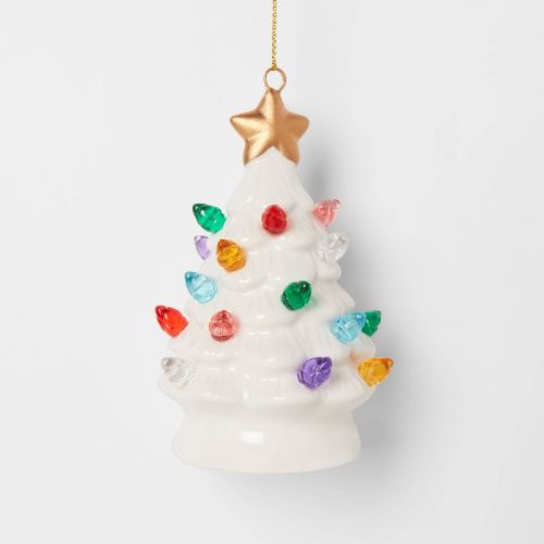 Lit Ceramic Retro Christmas Tree Ornament - Wondershop™