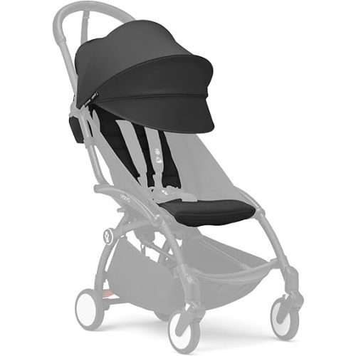 Stokke YOYO 6+ Color Pack, Black - Textiles Only: Seat Pad, Extendable Canopy & Zipped Back Pocket - Requires YOYO3 Frame (Sold Separately)