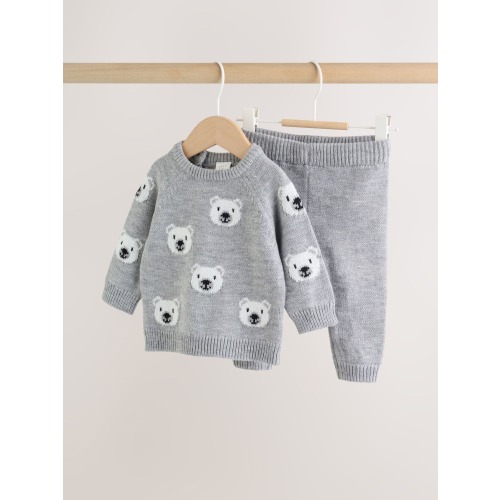 Grey Bear Knitted Top and Leggings Set (0mths-2yrs)