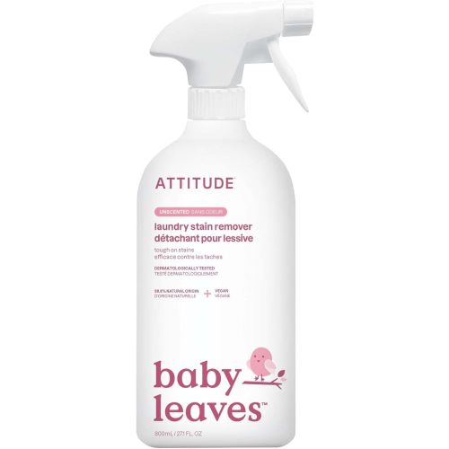 ATTITUDE Baby Laundry Stain Remover, Plant and Mineral-Based Ingredients, Vegan and Cruelty-free Household Products, Unscented, 27.1 Fl Oz