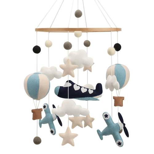Sleepy Time Felt Mobiles - Blue Sky Balloons & Planes