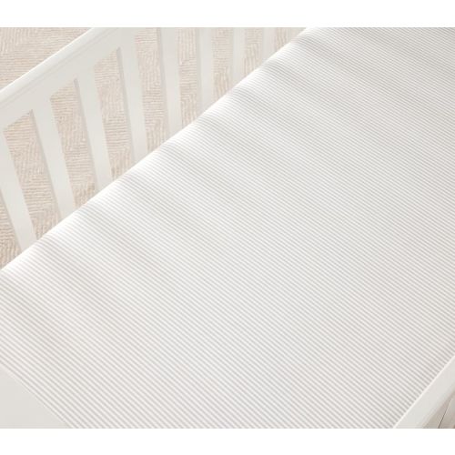 Oxford Stripe Organic Crib Fitted Sheet - Sage