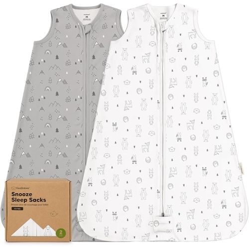2-Pack Baby Sleep Sacks, Zipper Wearable Blanket - 0.5TOG Organic Cotton, Lightweight, Soft Cozy Toddler Sleeping Sack 6-12 months, Easy to Wear Large Newborn Transition Swaddles Sleepsacks (Woodland)