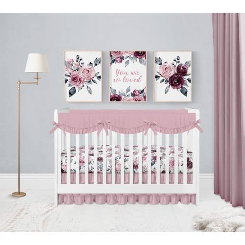 Floral Nursery Prints, Set of 3 Prints, You Are So Loved, Rose Floral Nursery Decor, Baby Girl Nursery Prints, Pink, Purple, Mauve Flowers