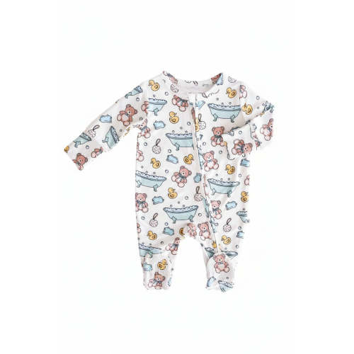 Bathtime Besties Zipper Footie | Blue
