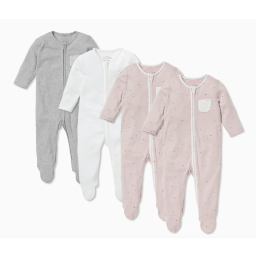 Clever Zip Baby Pajamas 4 Pack Blush Stripe / 0-3 M