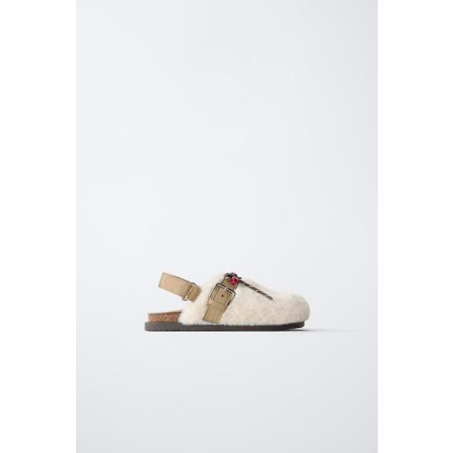 FAUX FUR LACE-UP CLOGS - Off White | ZARA United States