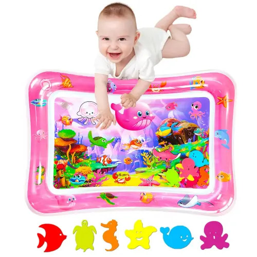 Tummy Time Water Mat for Infants and Toddlers 3 to 18 Months - Inflatable Rectangle Mat with Seabed Patterns & Marine Animals - BPA-Free, Leak-Proof, Sensory Board Toy - TikTok Shop