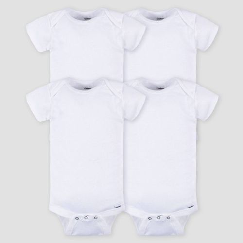 Gerber Baby 4pk Short Sleeve Onesies - White 0-3m