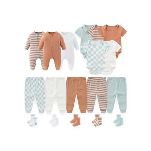 Baby Boy Girl Clothes Cotton Unisex Newborn Layette Gift Set and Accessories 18 Pack Baby Outfit 0-12Months