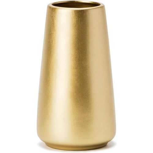 Light Gold Vase - 6" Gold Ceramic Flower vase for Home/Table/Accent Decor, Minimalist Modern Vases Ceramic for Centerpieces, Room Decor, Living Room, Bedroom or Gift
