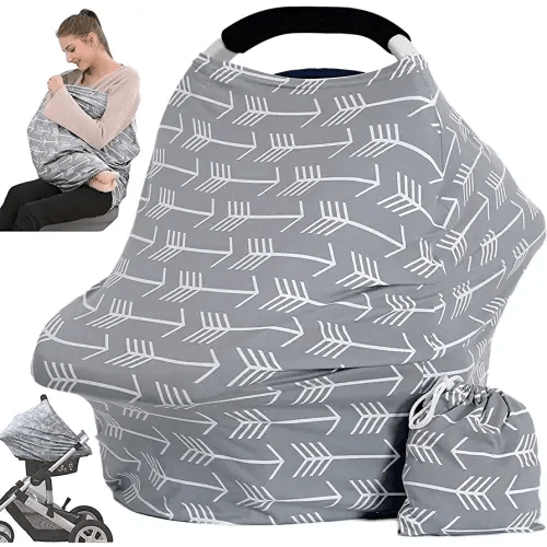 Car Seat Canopy Breastfeeding Cover - Multi Use Baby Stroller and Carseat Cover, Breastfeeding Covers, Boys and Girls Shower Gifts (Classical Arrows)