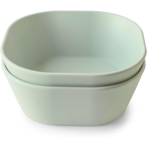 mushie Square Dinnerware Bowls for Kids | Made in Denmark, Set of 2 (Sage)