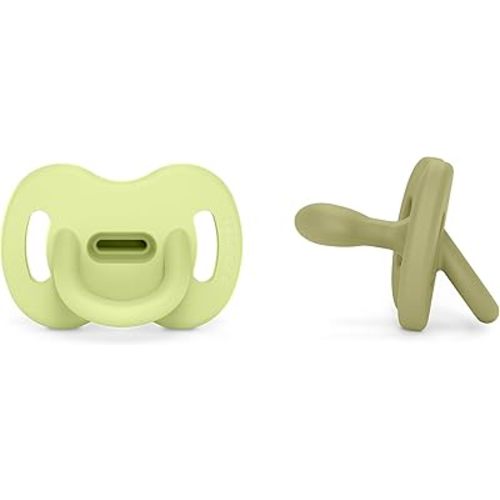 Color Essence SX PRO Silicone Baby Pacifier 2Pk, Made with 100% Soft Silicone, Baby Essentials Perfect for Breastfeeding Babies, Designed in Spain, 6-18 Mths, Green