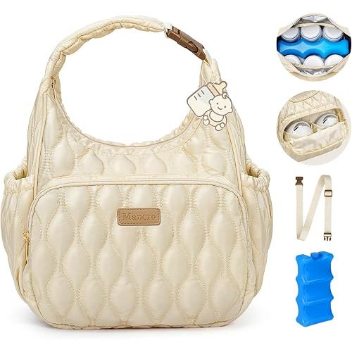 Mancro Breastmilk Cooler Bag with Ice Pack, Breast Pump Bag with Cooler | Fits 2 Wearable Pumps and 6 Bottles, Insulated Bottle Bag for Daycare or Work, Compatible with Momcozy/Medela/Elvie/Willow