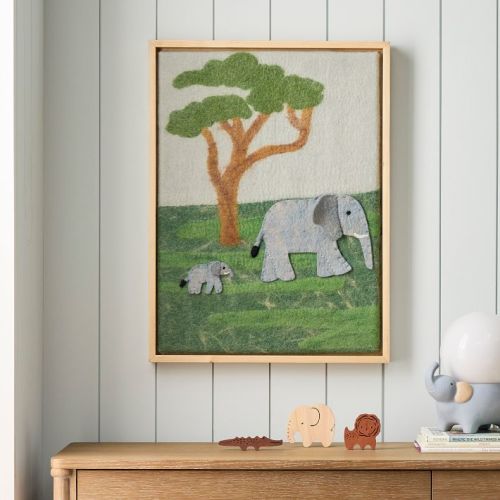 Elephant Family Framed Felt Wall Art