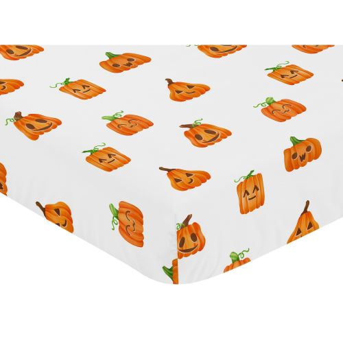 Sweet Jojo Designs Halloween Pumpkins Boy, Girl, Unisex/Gender Neutral Fitted Crib Sheet-Orange Jack O Lanterns, Modern Seasonal