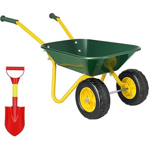 VIVOHOME Kids Wheelbarrow Children Garden cart with Toddler Gardening Tool Set Child Wheel Barrel Outdoor Indoor Toys Gift Green