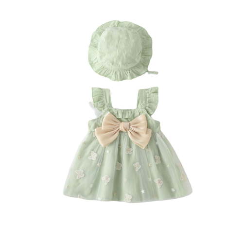 TAIAOJING Sleeveless Bow Tutu Dress Hat Outfit Set (Infant Baby Girls)
