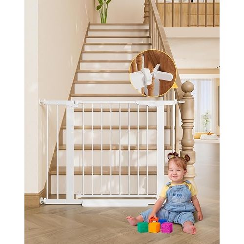 InnoTruth 29.6-39.1 in Wide Baby Gate for Stairs and Doorways, White