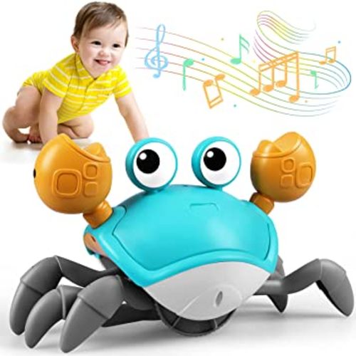 Crawling Crab Toy, Infant Tummy Time Baby Toys, Fun Interactive Dancing Walking Moving Toy Babies Sensory Induction Crabs with Music, Baby Toys Boys Girls Toddler Birthday Gifts