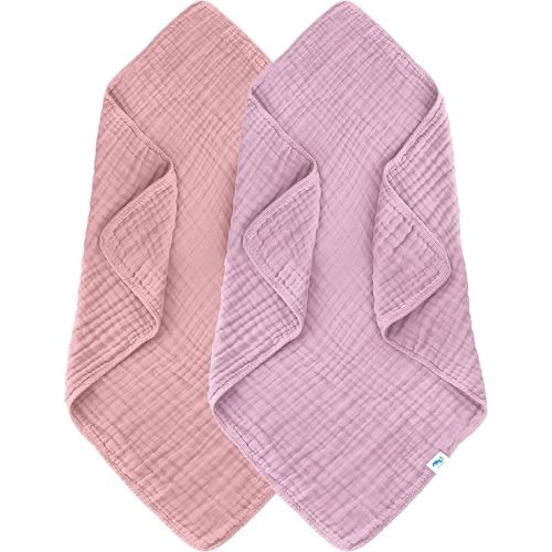 SWEET DOLPHIN Muslin Baby Bath Towels Blanket - 2 Pack 100% Cotton Towel for Babies, Infants, Toddlers - 40x40Inch - Highly Absorbent, Light Sakura
