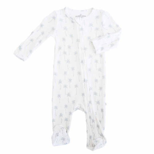 Preppy Palms Bamboo Waffle Zipper Footie