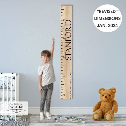 Custom Wooden Growth Chart - Personalized Height Ruler for Kids & Family Name Nursery Decor GC-STN