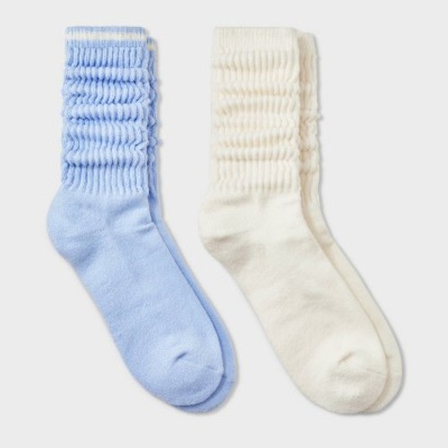 Women's 2pk Bauble Ultra Soft Yarn Socks - Auden™ Blue/Gesso White