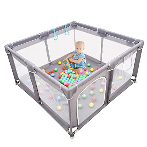 LIMAST Baby Playpen , Baby Playpen for Toddler, Baby Playard, Playpen for Babies with Gate , Indoor & Outdoor Playard for Kids Activity Center，Sturdy Play Yard with Soft Breathable Mesh