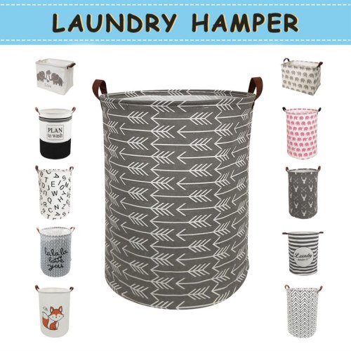 Howarmer Large Canvas Laundry Hamper, Grey Arrows