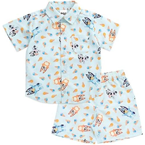 Bluey Bingo Muffin Matching Family Hawaiian Button Down Shirt and Shorts