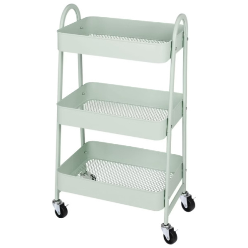 JIONJOY 3 Tier Utility Rolling Cart, Premium Metal Mobile Storage Cart with Lockable Wheels, Ultimate Organizer for All-Room - White