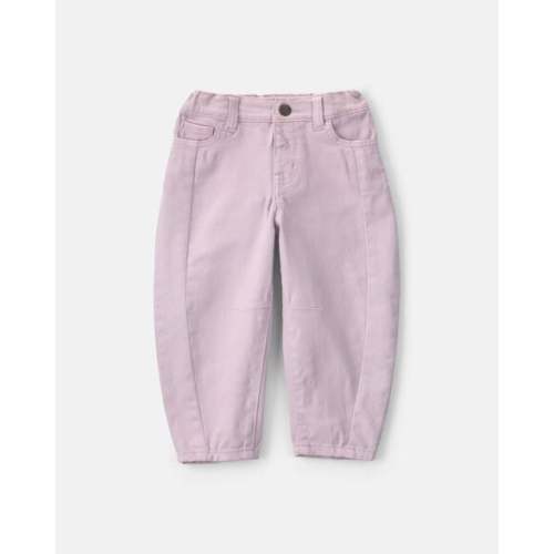 Toddler Girl Teddy Fleece Denim Barrel Jeans - Purple