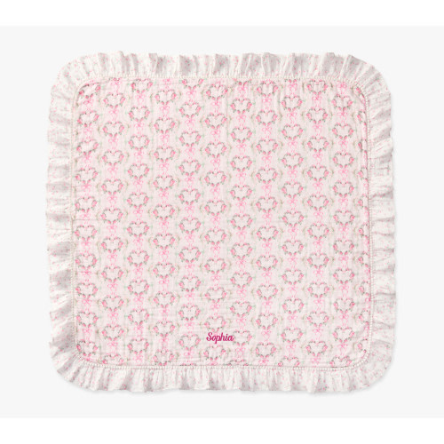 LoveShackFancy Floral Heart Oversized Organic Muslin Baby Blanket