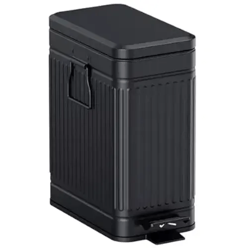 Small Trash Can with Lid Soft Close-10L/2.6 Gal Stainless Steel Outdoor Dog Poop Garbage Can-Metal Waste Bins with Pedal for Bathroom Bedroom Office-Black