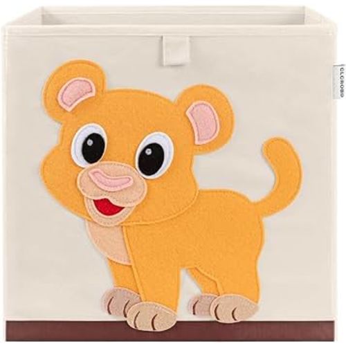 CLCROBD Foldable Animal Cube Storage Bins Fabric Toy Box/Chest/Organizer for Kids Nursery, 13 inch (Baby Lion)