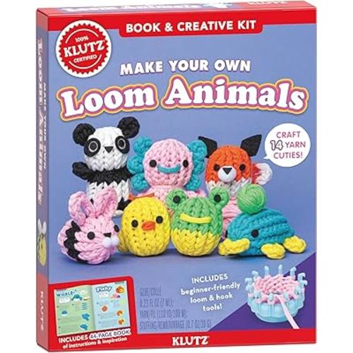 KLUTZ Make Your OWN Loom Animals, Black, White, Pink, Green, Yellow, Orange