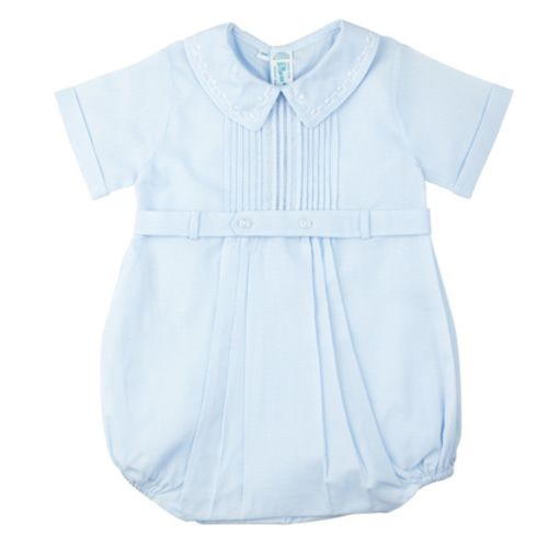 Pintucked Button Belt Creeper | Boys Baptism Outfits at Feltman Brothers