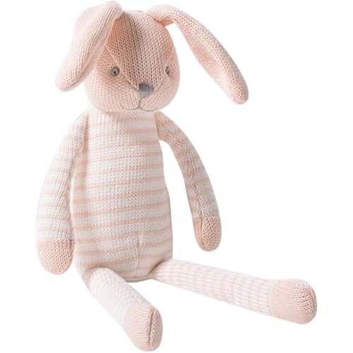 YINB Easter Bunny Crochet Doll – Organic Cotton Baby Rattle & Plush Toy, Soft Stuffed Animal for Newborns, Grip Training & Early Development Gift