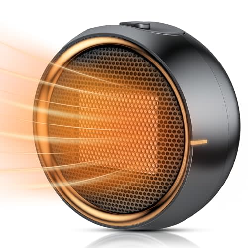 Space Heater, Portable Electric 500W PTC Ceramic Heaters for Indoor Use, Efficient Fast Heating, Tip-Over & Overheat Protection, Quiet Small Mini Desk Heater for Bathroom Home Office Bedroom