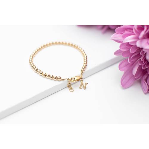 Gold Baby Bracelet for Girl | 14k Gold Filled 3mm Bead | 1 Year Old Girl Gift | Baptism Gift Girl | Personalized Toddler Bracelet | Name