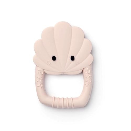 Loulou Lollipop Wild Silicone Teether for Babies 4 Months and Up, Textured Teething Ring for Sore Gums, BPA-Free Food-Grade Silicone, Easy-Grip Open Shape, Dishwasher & Freezer Safe, Shell Pink